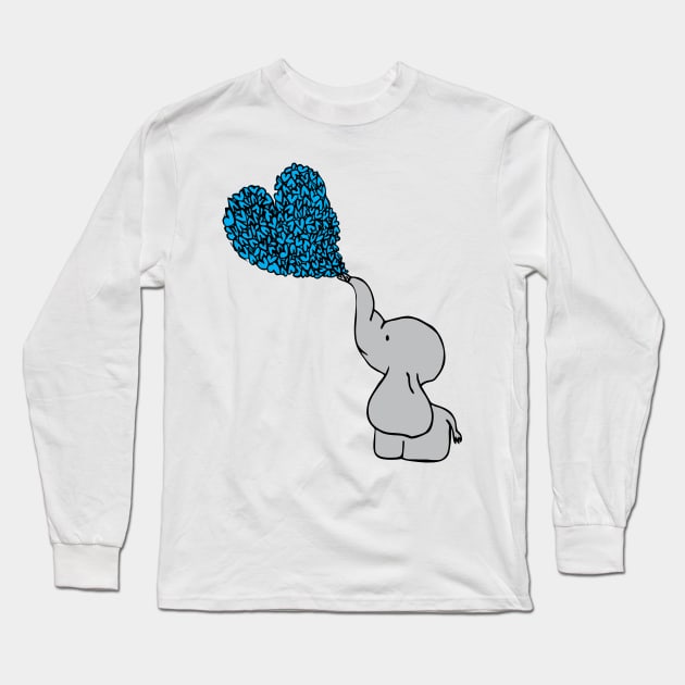 Baby Blue Elephant Love Long Sleeve T-Shirt by russodesign
